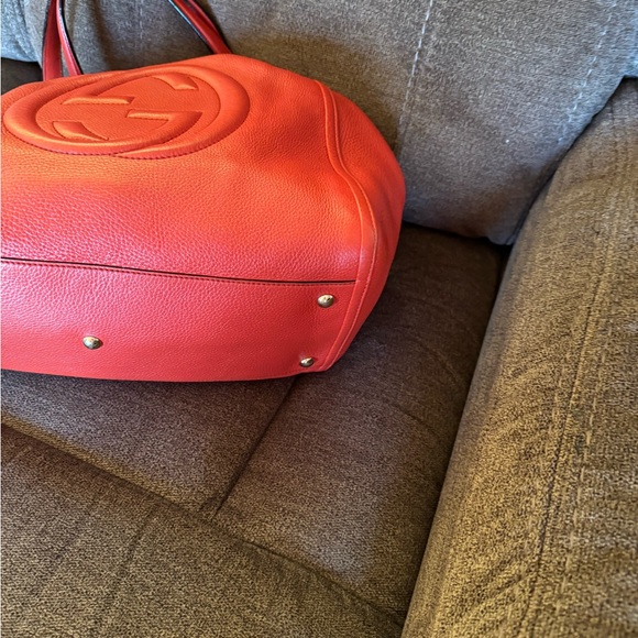 Excellent Conditions Authentic GUCCI Red/ Orange Leather Soho Tote Hand Bag - Picture 16 of 16